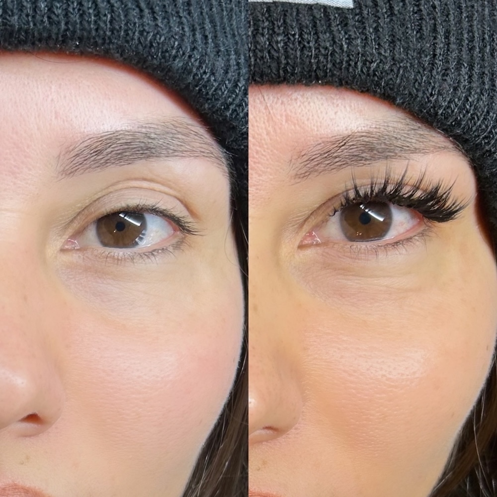 Lash extensions before and after image