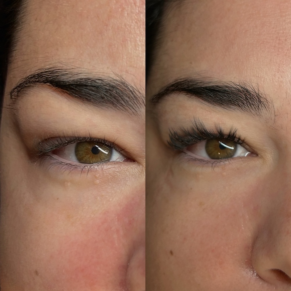 Lash extensions before and after image